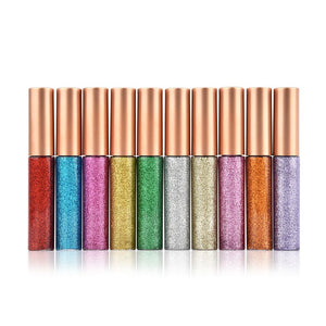 10pcs Waterproof Metallic Pigment Glitter Eyeliner